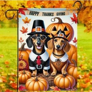 NEW Thanksgiving Dachshund Garden Flag